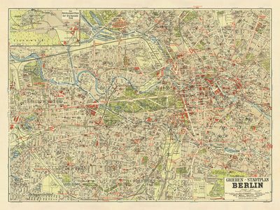 Old Map of Berlin by Stilke, 1936: Olympics, Grunewald, Tiergarten, Kurfürstendamm, Unter den Linden