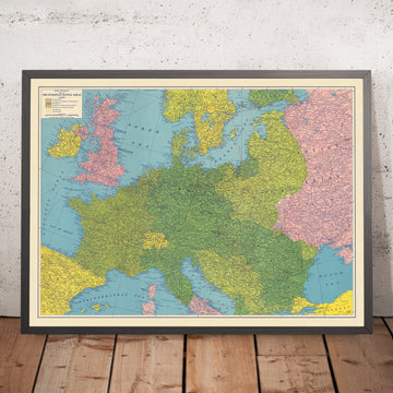 Antiguo mapa militar de la Europa de la Segunda Guerra Mundial: Canal de la Mancha, Mar del Norte, Berlín, Varsovia, Roma 