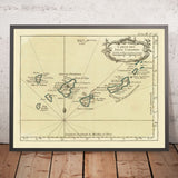 Old Map of Canary Islands by Bellin, 1764: Las Palmas, Santa Cruz, Mountains, Nautical Elements, Cartouche