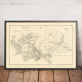 Antica mappa di Exeter, NH, 1892: Municipio, stazione ferroviaria, Main St, cimiteri, inserto della contea di Rockingham 