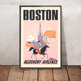 Affiche de voyage Boston par Allegheny Airlines, 1950 