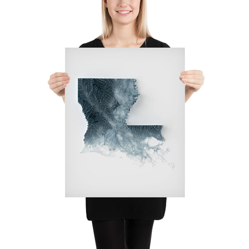Louisiana Topographic 3D Relief Map