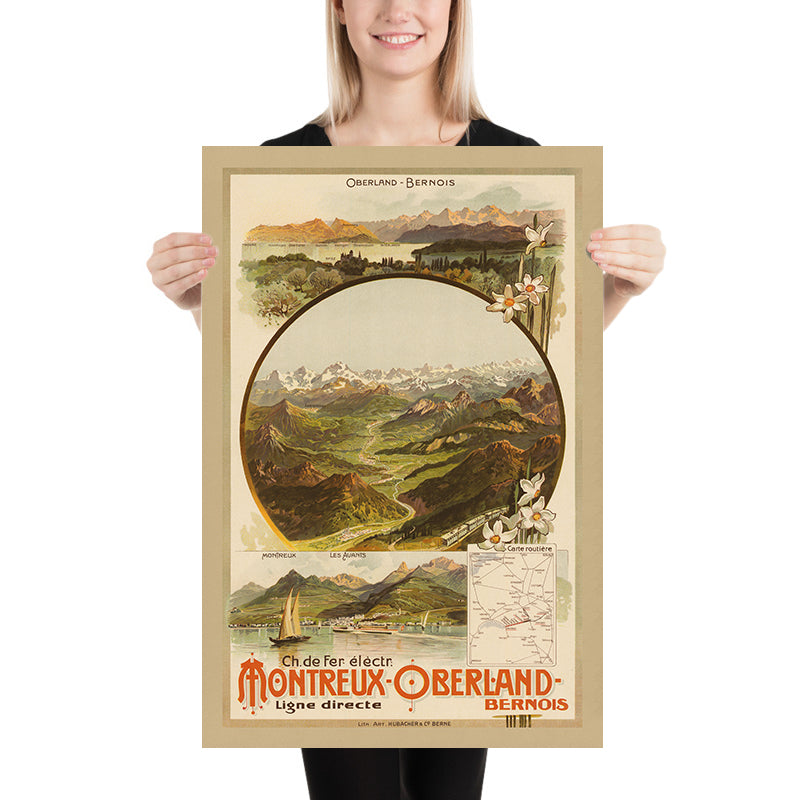 Bernese Oberland Electric Railway Travel Poster by Anton Reckziegel, 1904