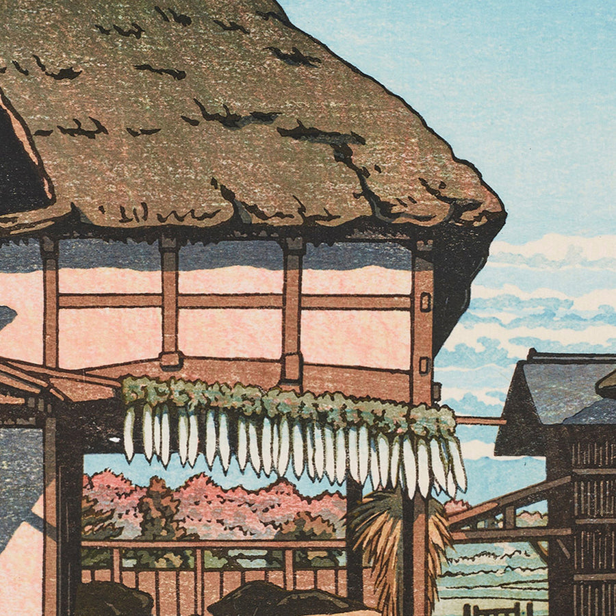 Otoño en una casa de campo en Ayashi, Miyagi por Hasui Kawase, 1935 