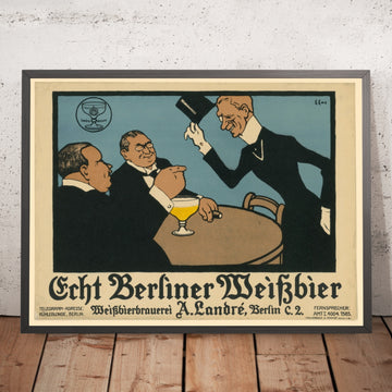 A framed image of A. Landré Vintage Berliner Weisse Beer Poster by Edmund Edel, 1909