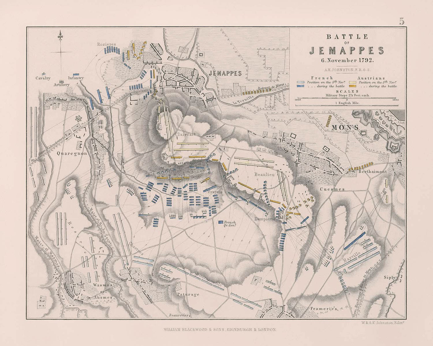 Batalla de Jemappes, 6 de noviembre de 1792, por AK Johnston, 1792