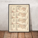 Old Infographic Map of Religion in the US, 1883: Protestants, Lutherans & Disciples, 1880 Census