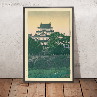 A framed image of Nagoya Castle by Hasui Kawase, 1935