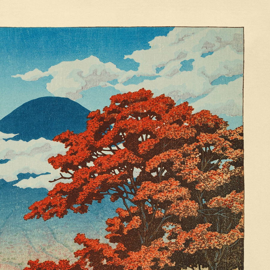 Lago autunnale Chuzenji a Nikko con il Monte Fuji di Hasui Kawase 1935 