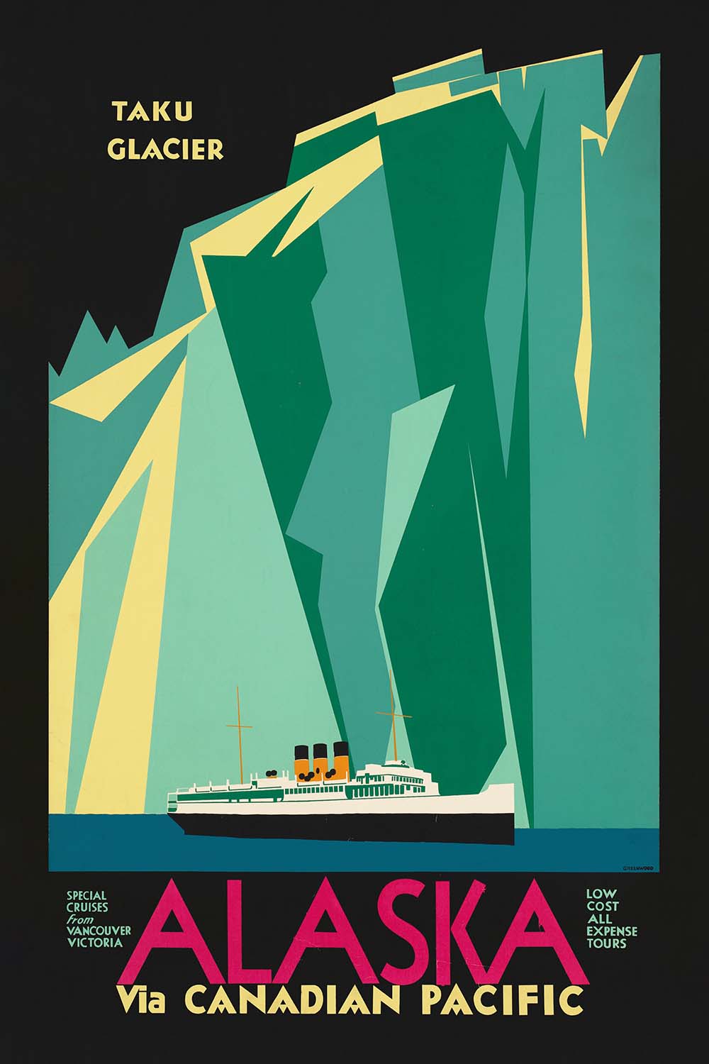 Alaska Travel Poster: Alaska via Canadian Pacific, Taku Glacier by Canadian Pacific