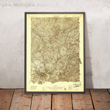 Old Map of Roanoke, Virginia by USGS, 1929 – Mill Mountain & Roanoke River