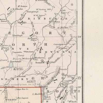 Old County Map of South Australia by Stanford, 1904: Adelaide, Murray River, Lake Eyre, Flinders Ranges, Railways