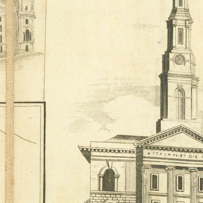 Mapa antiguo de Dublín de Cooke, 1836: Catedral de San Patricio, Trinity College, O'Connell Street, Merrion Square, río Liffey