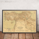 Gran mapa del Imperio Otomano con ferrocarriles, 1912: Estambul, Bagdad, Hejaz y ferrocarril de Bagdad, Primera Guerra Mundial 