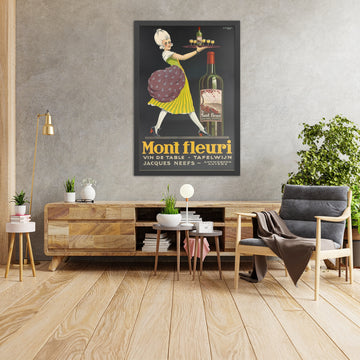 A framed image of Mont Fleuri Vintage Table Wine Poster by John Ernest Chilton, 1925