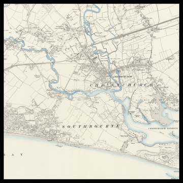 Una vecchia mappa Ordnance Survey di Christchurch