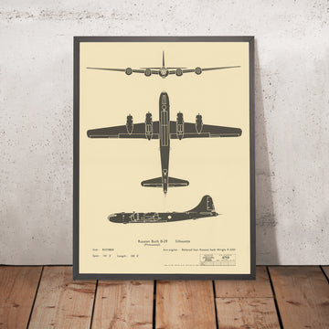 A framed image of Cold War Soviet Aircraft Identification Russian Built B-29 Tupolev Tu-4 by Ministry of Supply, 1948
