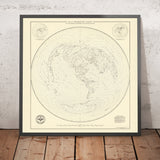 Ancienne carte azimutale du monde centrée sur les États-Unis, 1947 