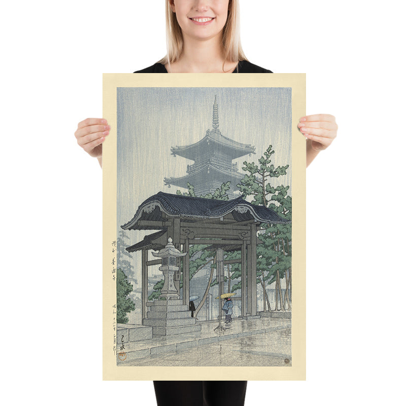 Templo Zensetsu en Sanshu por Hasui Kawase, 1937 