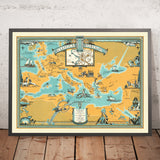 Ancien Empire romain "Monde classique" Carte par Longyear, 1930 : Rome, Carthage, Athènes, Alexandrie, Troie 