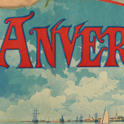 Antwerp Travel Poster: Chemin de fer du Nord – Exposition Universelle by Gustave Fraipont, 1894