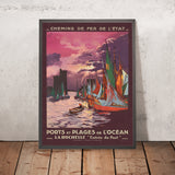 Póster de viaje de La Rochelle: Entrée du Port de E. Paul Champseix, 1928 