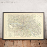 Ancienne carte omnibus de Paris par Letts, 1892 : Seine, Louvre et Tuileries, Notre-Dame, Opéra, Invalides 