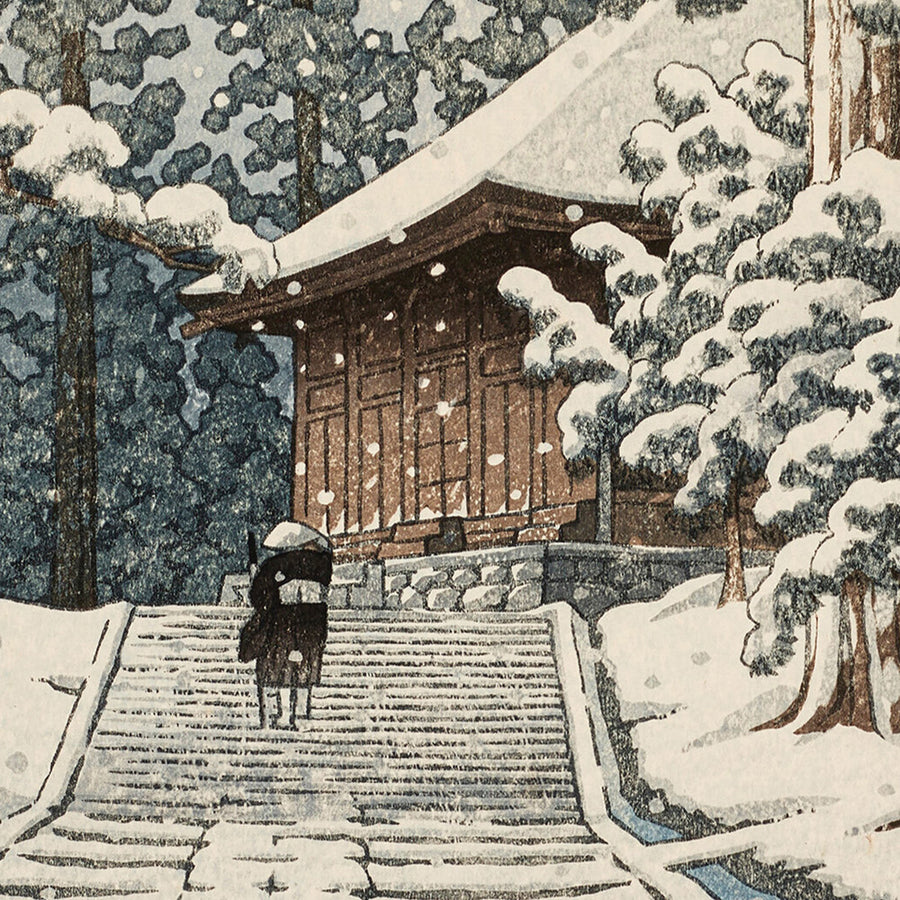 Konjiki Hall at Hiraizumi by Hasui Kawase 1935