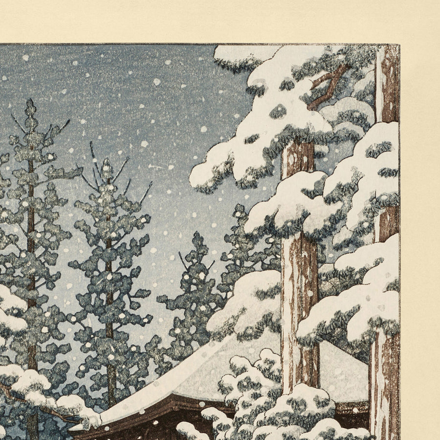 Konjiki Hall at Hiraizumi by Hasui Kawase 1935