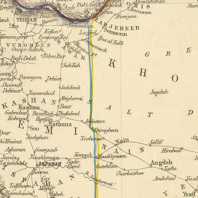 Old Map of Iran by Tallis, 1851: Persia, Tehran, Isfahan, Caspian Sea, Elburz & Zagros Mountains