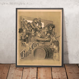 Vintage Bock Beer Poster, 1882