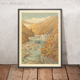 Alberi d'autunno e fiume roccioso di Hasui Kawase, 1935 