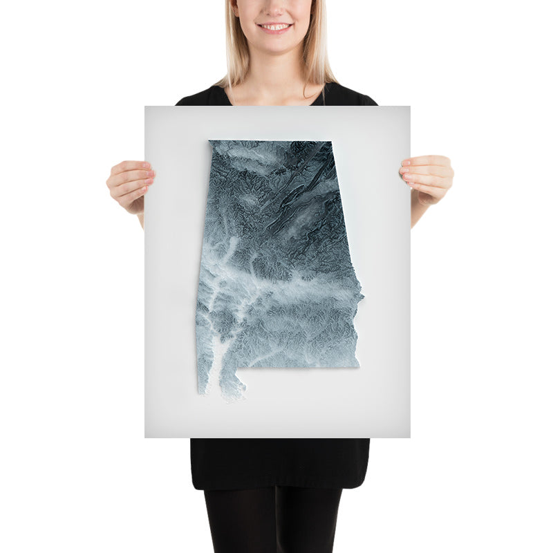 Alabama Topographic 3D Relief Map
