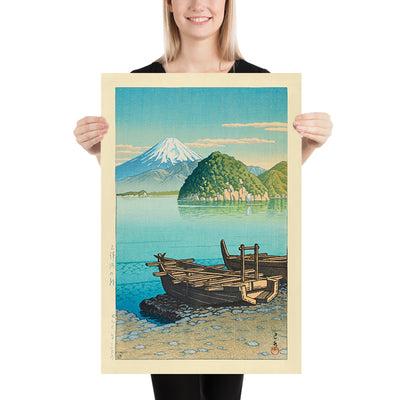 Morning at Mitohama Beach with Mt Fuji by Hasui Kawase 1935