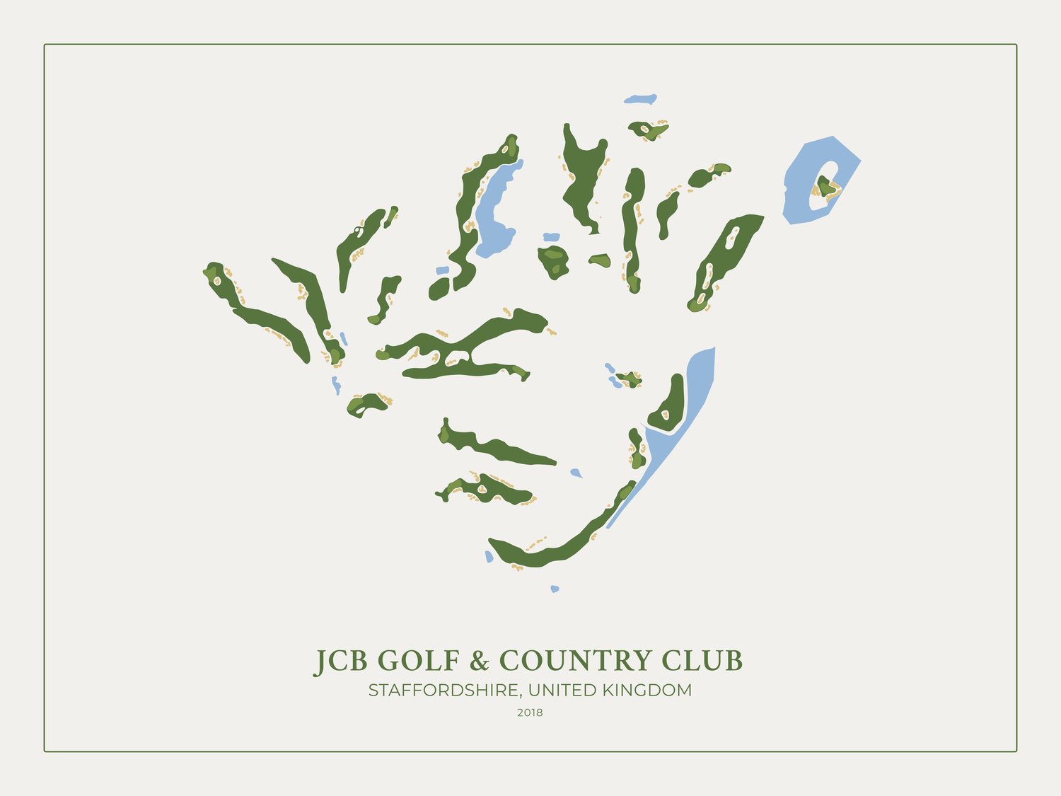 Jcb Course Layout JCB Golf & Country Club: Modern Golf Course Map – The Unique Maps Co.