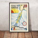 Norway Travel Poster: Fred. Olsen Line via Anvers by Otto von Hanno
