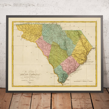 Alte Karte von South Carolina von Carey, 1815: Charleston, Columbia, Greenville, Savannah-Fluss, Blue Ridge 