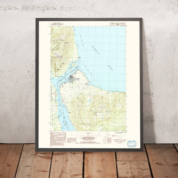 Map of Petersburg, Alaska by USGS, 1992 – Mitkof Island, Wrangell Strait & Frederick Sound