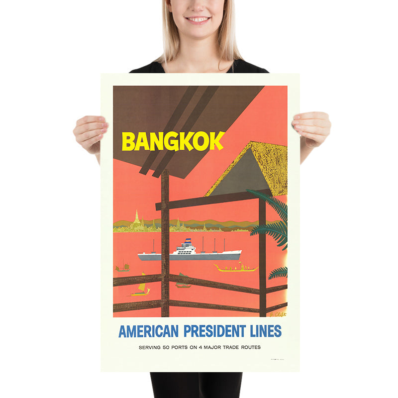 Bangkok Travel Poster: American President Lines by J. Clift, 1958