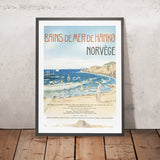 Hankø, Norway Travel Poster: Bains de mer de Hankø by Thorolf Holmboe, 1904