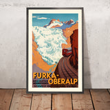 Poster di viaggio delle Alpi svizzere: Furka-Oberalp 