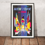 Poster di viaggio di New York: Fly TWA di David Klein, 1960 