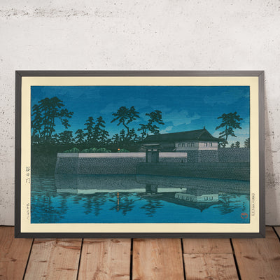 A framed image of Sakurada Gate by Hasui Kawase, 1935