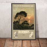 Póster de viaje de Noruega: La tierra del sol de medianoche de Thorolf Holmboe 