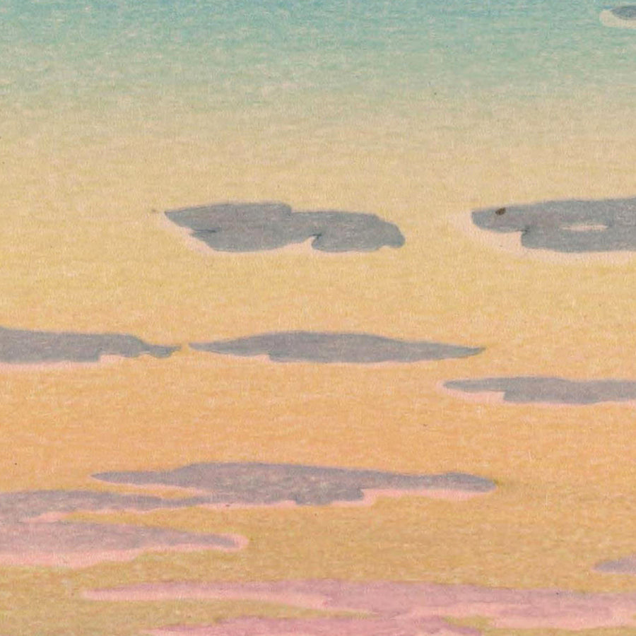 Costa al tramonto e rocce di Hasui Kawase, 1935 