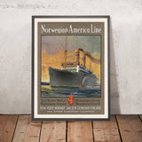 Norway Travel Poster: Norwegian America Line by Frederick J. Hoertz, 1924