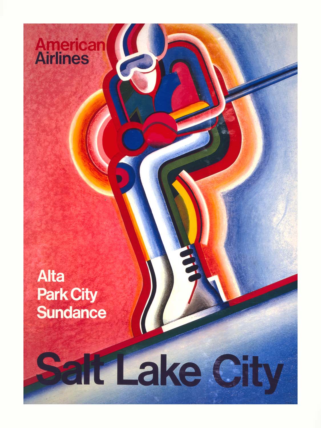 Salt Lake City Travel Poster: Alta Park City Sundance by American Airlines, 1969