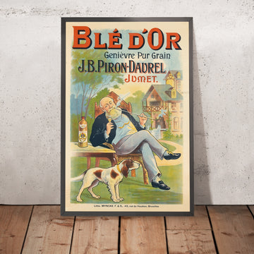 A framed image of Blé d’Or Vintage Genever Poster, 1903