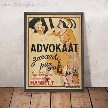 A framed image of Advokaat Vintage Liqueur Poster by Armand Rassenfosse, 1910
