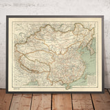 Mapa árabe de China y Mongolia de Hafiz Ali Esref, 1896: Pekín, río Yangtsé, desierto de Gobi, Himalaya, Shanghái 